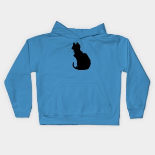 Minimalistic Black Cat Silhouette Vector Art Kids Hoodie